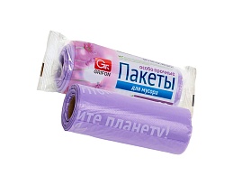 Мешки для мусора 35 л, ароматизированные, сиреневые, в рулоне 20 шт., ПНД, 12 мкм, 560х530 мм, GRIFON Полевые Цветы, 100-034 в Актобе