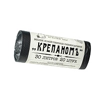Мешки для мусора 30 л, черные, в рулоне 20 шт., ПНД, 7 мкм, 560х440 мм, Крепаномъ, 4607075710580 в Актобе