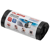 Мешки для мусора 20 л, черные, в рулоне 30 шт., ПНД, 8 мкм, 500х450 мм, LAIMA, 601376 в Актобе