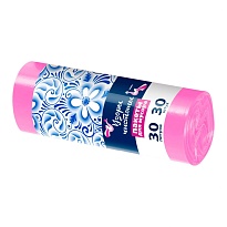 Мешки для мусора 30 л, розовые, в рулоне 30 шт., ПНД, 8 мкм, 560х480 мм, Узоры Чистоты, МУ3605 (ММЭ-30роз) в Актобе