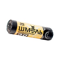 Мешки для мусора 30 л, черные, в рулоне 30 шт., ПНД, 7 мкм, 600х500 мм, ШМЕЛЬ, 4625 в Актобе