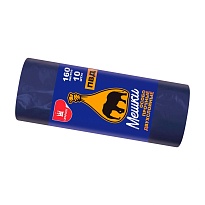 Мешки для мусора 160 л, синие, рулон 10 шт., ПВД, 35 мкм, 1100х900 мм, Уфа Пак, МВ1755 (МВ 160-10ср) в Актобе