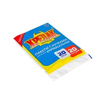 Мешки для мусора 20 л, с ручками, черные, в пачке 20 шт., ПНД, 10 мкм, 550х440 мм, Крепак, 4607075710085 в Актобе
