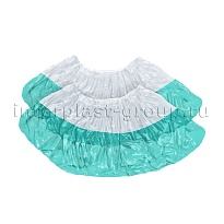 Бахилы бело-бирюзовые 1000 шт (500 пар), 48 мкм, двойная подошва, с одной резинкой, Эконом+ в Актобе