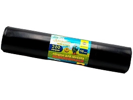 Мешки для мусора 200 л, ароматизированные, черные, в рулоне 10 шт., ПВД, 100 мкм, 1200х800 мм, Добрыня, Dob20010black в Актобе