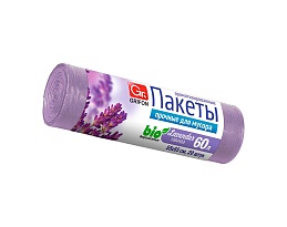 Мешки для мусора 60 л, ароматизированные, Лаванда, сиреневые, в рулоне 20 шт., ПНД, 9 мкм, 650х550 мм, GRIFON Aroma, 101-023 La в Актобе