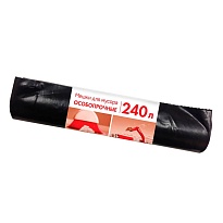 Мешки для мусора 240 л, черные, в рулоне 10 шт., ПВД 100 мкм, 1350х900 мм, Концепция Быта, 603887 в Актобе