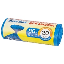 Мешки для мусора 90 л, синие, в рулоне 20 шт., ПНД, 14 мкм, 900х700 мм, LAIMA ULTRA, 607693 в Актобе