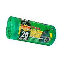 Мешки для мусора 20 л, биоразлагаемые, с ручками, черные, в рулоне 30 шт., ПНД, 10 мкм, 550х440 мм, Крепак, 4607075710047 в Актобе