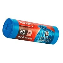 Мешки для мусора 160 л, синие, в рулоне 10 шт., ПВД, 21 мкм, 1200х870 мм, PACLAN Big&Strong, 604075 в Актобе