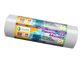 Мешки для мусора 60 л, белые, в рулоне 20 шт., ПНД, 7 мкм, 700х600 мм, MIRPACK Classik, 602052 в Актобе