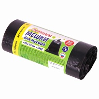 Мешки для мусора 30 л, черные, в рулоне 30 шт., ПНД, 7 мкм, 550х480 мм, Любаша, 608089 в Актобе