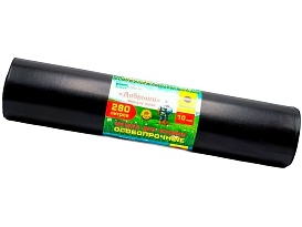 Мешки для мусора 280 л, ароматизированные, черные, в рулоне 10 шт., ПВД 110 мкм, 1400х930 мм, Добрыня, Dob28010black в Актобе