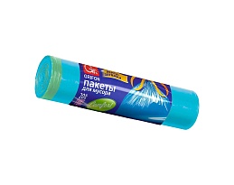 Мешки для мусора 35 л, с завязками, голубые, в рулоне 20 шт., ПНД, 12 мкм, 560х530 мм, GRIFON, 101-061 в Актобе
