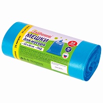 Мешки для мусора 35 л, синие, в рулоне 30 шт., ПНД, 10 мкм, 600х500 мм, Любаша, 608091 в Актобе