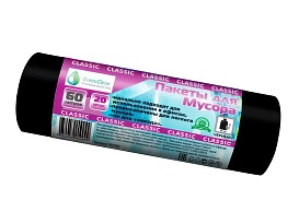 Мешки для мусора 60 л, черные, в рулоне 20 шт., ПНД, 7 мкм, 700х600 мм, MIRPACK Classik, 602050 в Актобе