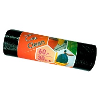 Мешки для мусора 60 л, черные, в рулоне 30 шт., ПНД, 6 мкм, 640х580 мм, Концепция Быта EcoClean, 603890 в Актобе