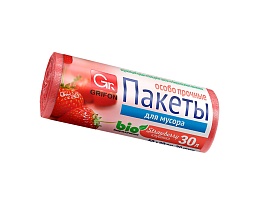 Мешки для мусора 30 л, ароматизированные, Клубника, красные, в рулоне 20 шт., ПНД, 9 мкм, 560х530 мм, GRIFON Aroma, 101-020 K в Актобе