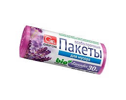 Мешки для мусора 30 л, ароматизированные, Лаванда, сиреневые, в рулоне 20 шт., ПНД, 9 мкм, 560х530 мм, GRIFON Aroma, 101-020 La в Актобе