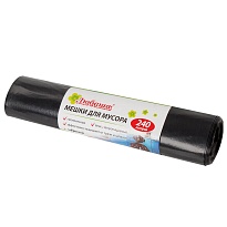 Мешки для мусора 240 л, черные, в рулоне 5 шт., ПВД 30 мкм, 1300х900 мм, Любаша, 605338 в Актобе