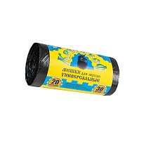 Мешки для мусора 20 л, с ушками, черные, в рулоне 30 шт., ПНД, 10 мкм, 550х440 мм, Крепакоф, 4607075710221 в Актобе