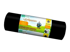 Мешки для мусора 180 л, ароматизированные, черные, в рулоне 10 шт., ПВД, 100 мкм, 1100х930 мм, Добрыня, Dob18010black в Актобе