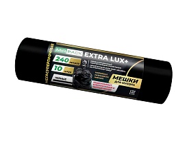 Мешки для мусора 240 л, черные, в рулоне 10 шт., ПВД 60 мкм, 1300х930 мм, EXTRA LUX+, 24010115 в Актобе