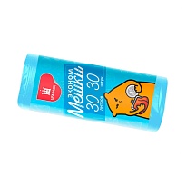 Мешки для мусора 30 л, синие, в рулоне 30 шт., ПНД, 5 мкм, 560х480 мм, Эконом, МЭ3841 (ПМ-30-30) в Актобе